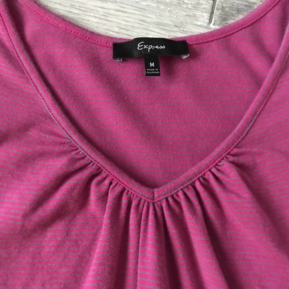 Express Pink and Grey Striped Fancy Tee - Picture 4 of 4